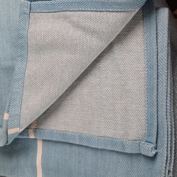 Cotton Kitchen Dish Towel Mabelle Collection Urban Farmhouse Blue Cream Stripe - Picture 2 of 6